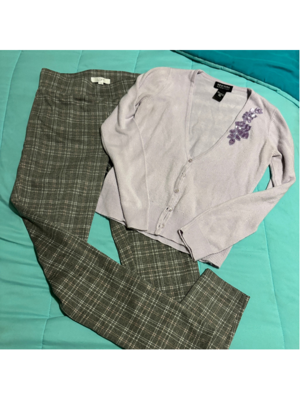 Bundle Women's NY & Co Cardigan Sweater XS & Loft Pants